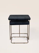 Ahal Croco Print Leather Nesting Tables, Set of 2 - Blue
