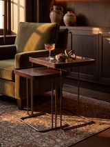 Ahal Croco Print Leather Nesting Tables, Set of 2 - Brown