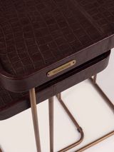Ahal Croco Print Leather Nesting Tables, Set of 2 - Brown