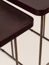 Ahal Croco Print Leather Nesting Tables, Set of 2 - Brown