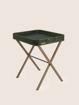 Fenn Croco Print Leather Tray Side Table - Olive