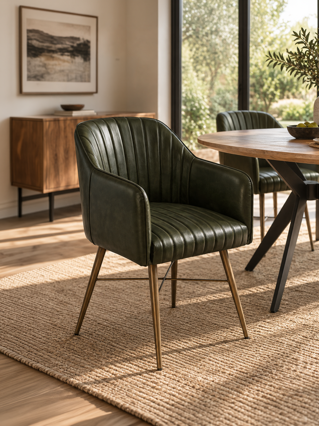 Corso Waxy Leather Dining Chair - Olive