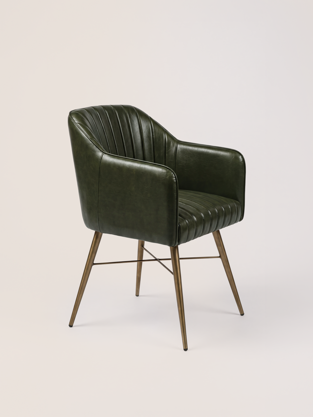 Corso Waxy Leather Dining Chair - Olive