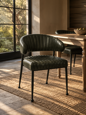 Dex Waxy Leather Dining Chair - Olive