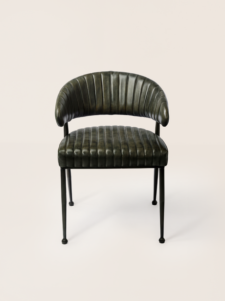 Dex Waxy Leather Dining Chair - Olive