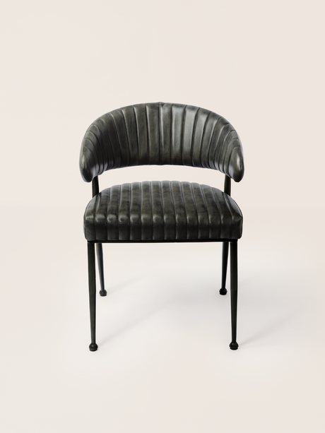 Dex Waxy Leather Dining Chair - Olive