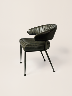 Dex Waxy Leather Dining Chair - Olive