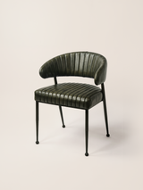 Dex Waxy Leather Dining Chair - Olive
