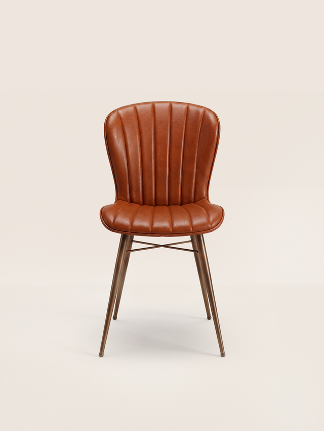 Ren Waxy Leather Dining Chair - Cognac