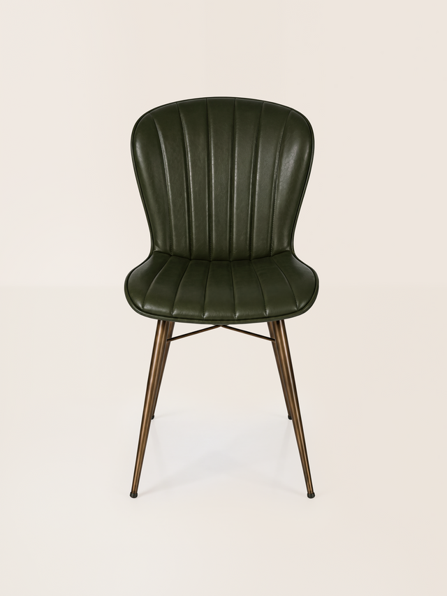 Ren Waxy Leather Dining Chair - Olive