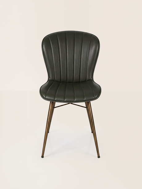 Ren Waxy Leather Dining Chair - Olive