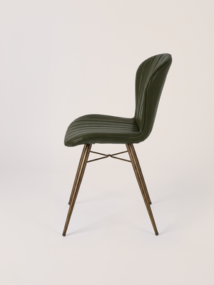 Ren Waxy Leather Dining Chair - Olive