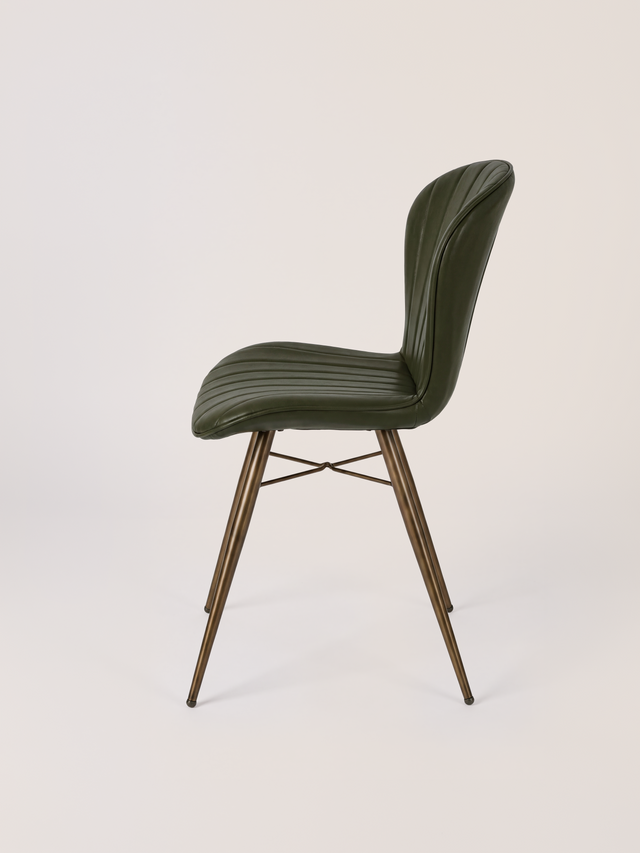 Ren Waxy Leather Dining Chair - Olive