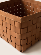 Cato Recycled Leather Storage Basket, Set of 3