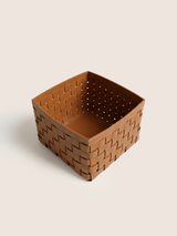 Cato Recycled Leather Storage Basket, Set of 3