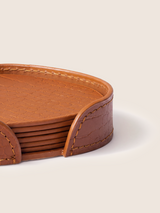 Carley Leather Coaster, Set of 4 - Tan