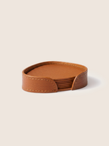 Carley Leather Coaster, Set of 4 - Tan