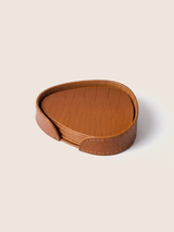 Carley Leather Coaster, Set of 4 - Tan