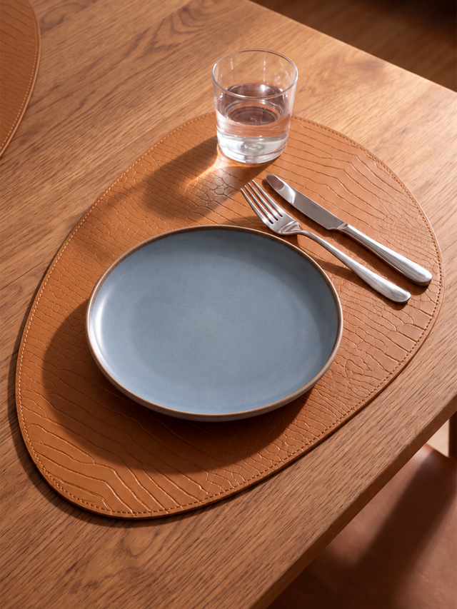 Carley Leather Placemat , set of 4 - Tan