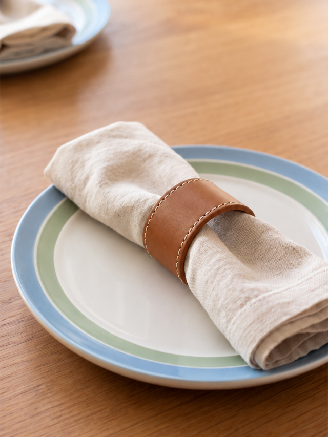 Rowe Leather Napkin Ring, Set of 4 - Tan