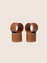 Rowe Leather Napkin Ring, Set of 4 - Tan