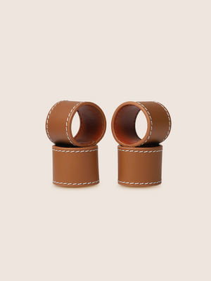 Rowe Leather Napkin Ring, Set of 4 - Tan