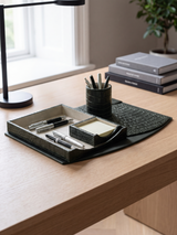 Quill Croco Print/ Waxy Leather Desktop Set - Olive
