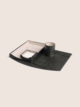 Quill Croco Print/ Waxy Leather Desktop Set - Olive