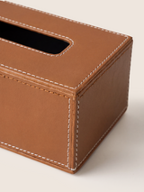 Rowe Leather Tissue Box - Cognac