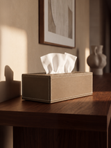 Rowe Leather Tissue Box - Taupe