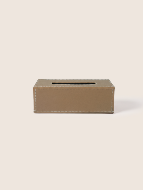 Rowe Leather Tissue Box - Taupe
