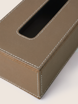 Rowe Leather Tissue Box - Taupe