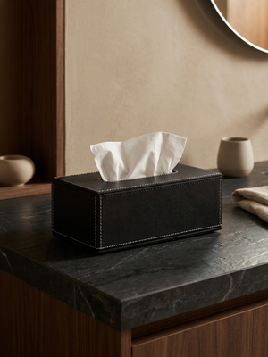 Rowe Leather Tissue Box - Black