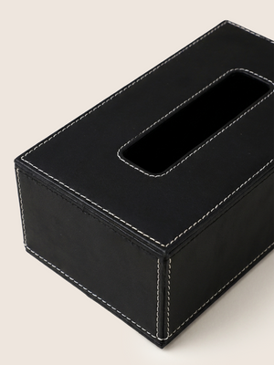 Rowe Leather Tissue Box - Black