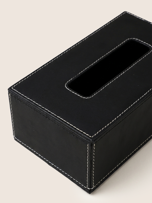 Rowe Leather Tissue Box - Black