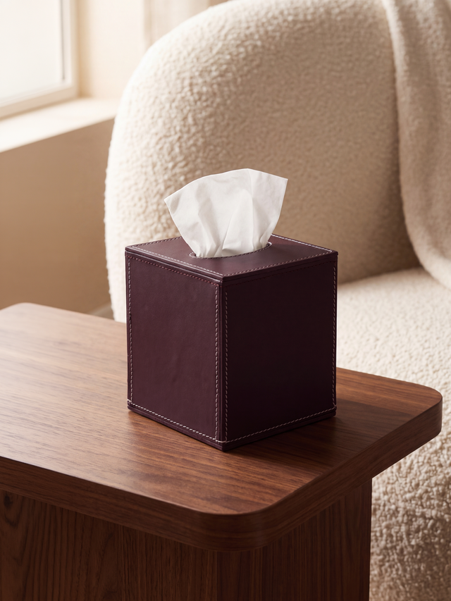 Rowe Leather Tall Tissue Box