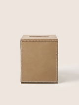 Rowe Leather Tall Tissue Box - Taupe