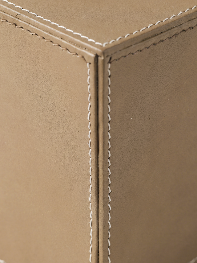 Rowe Leather Tall Tissue Box - Taupe