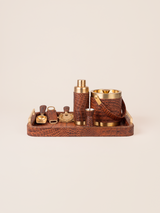 Rex Croco Print Leather Cocktail Set - Tan