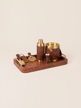 Rex Croco Print Leather Cocktail Set - Tan