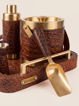 Rex Croco Print Leather Cocktail Set - Tan