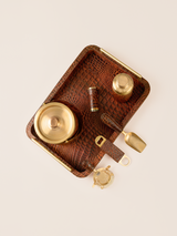 Rex Croco Print Leather Cocktail Set - Tan