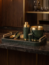 Rex Croco Print Leather Cocktail Set - Olive