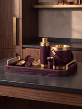 Rex Croco Print Leather Cocktail Set - Burgundy