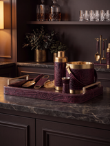 Rex Croco Print Leather Cocktail Set - Burgundy