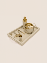 Rex Shagreen Print Leather Cocktail Set - Cream