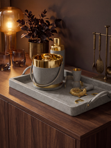 Rex Shagreen Print Leather Cocktail Set - Grey