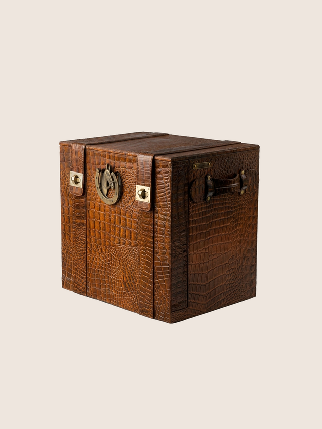 Ivo Croco Print Leather Portable Bar - Tan