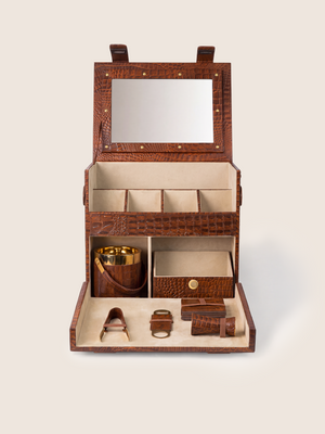 Ivo Croco Print Leather Portable Bar - Tan