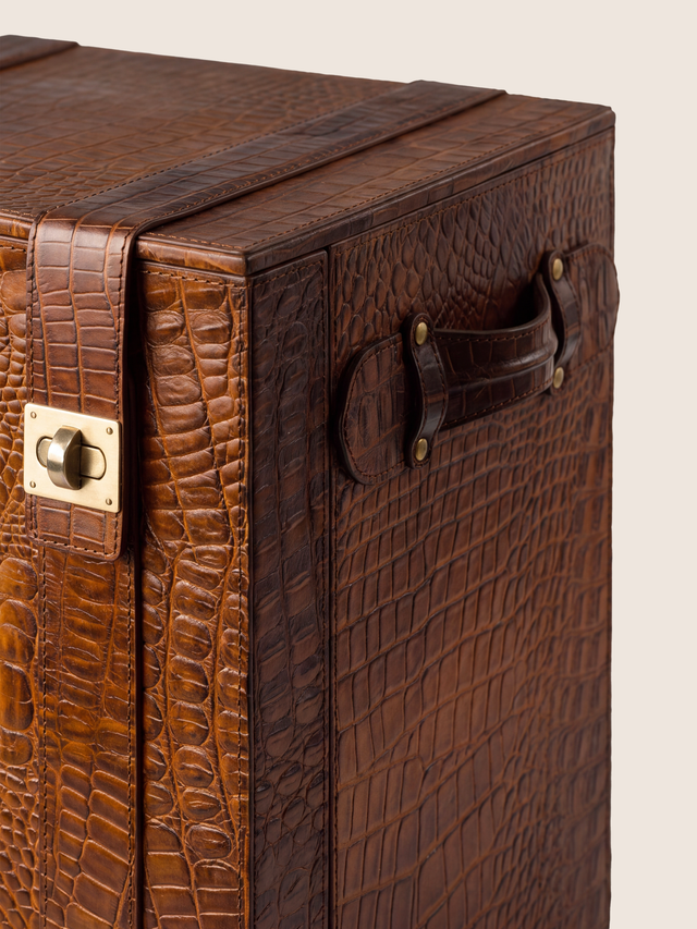 Ivo Croco Print Leather Portable Bar - Tan